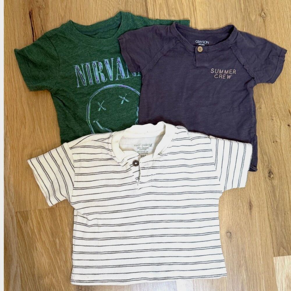 Nirvana Grayson Mini Easy Peasy Baby Boy Shirt Bundle Size 18M 3-Piece Lot EUC
